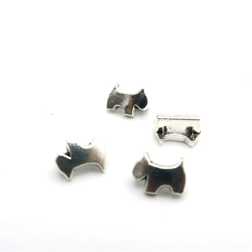 20 шт для 5 мм плоский кожаный слайдер античный серебряный животное собака
