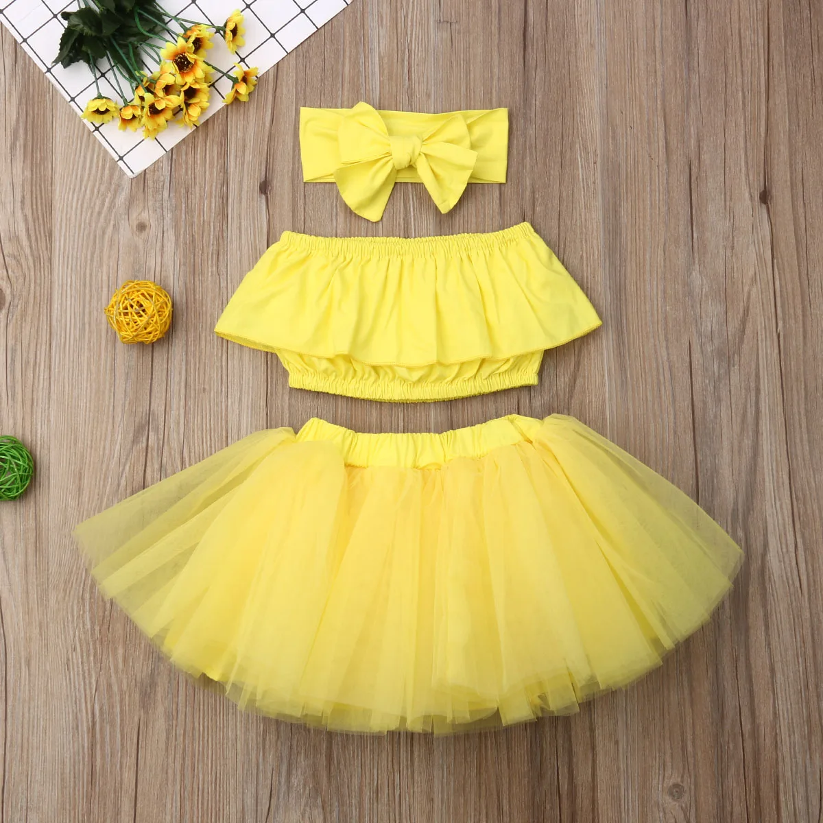 

Pudcoco Newborn Baby Girl Clothes Solid Color Off Shoulder Crop Tops Mini Tulle Skirt Bowknot Headband 3Pcs Outfits Clothes Set