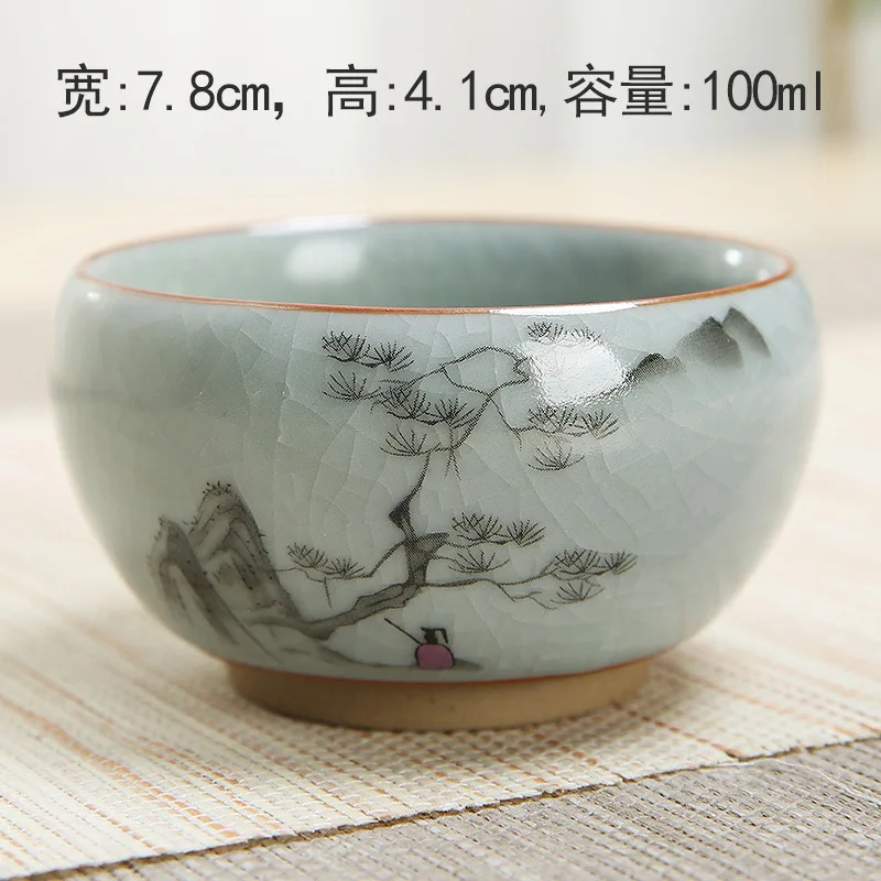 Ceramics your kiln ice crack ceramic tea cup master cup painted landscape painting tea cup