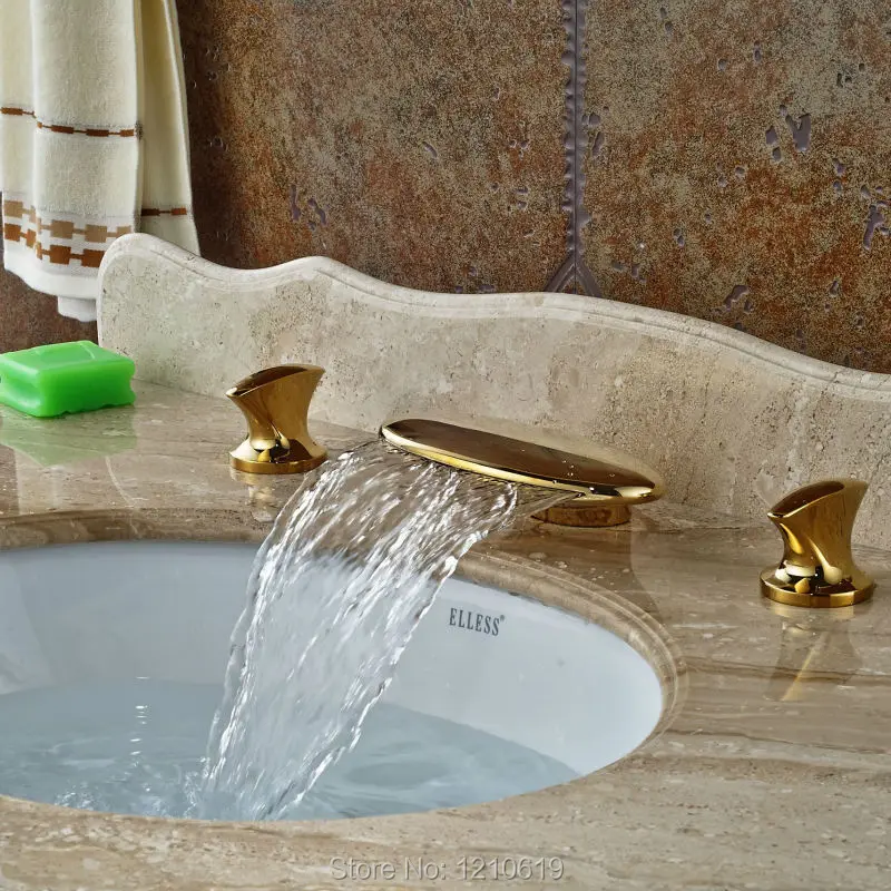 3 шт. смеситель для раковины в ванной комнате с двумя ручками|water tap|faucet goldfaucet bathroom