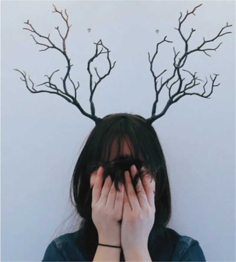 Готический рога украшение на голову с бабочкой Олень Рог дерево ветви украшения