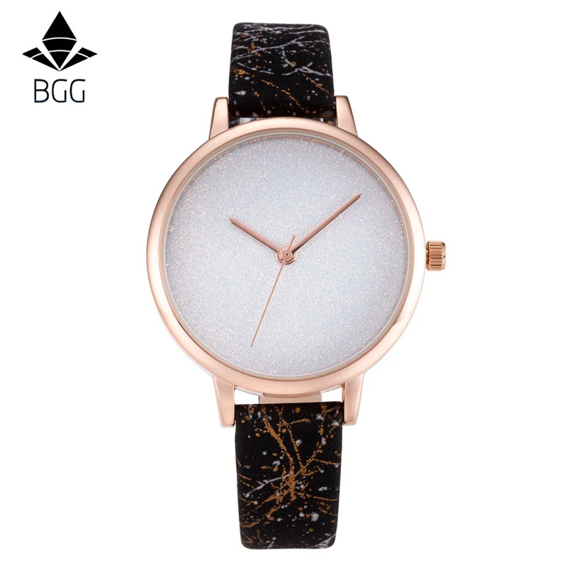 BGG минимализм Повседневное Для женщин Часы простой стильный черный кварцевые