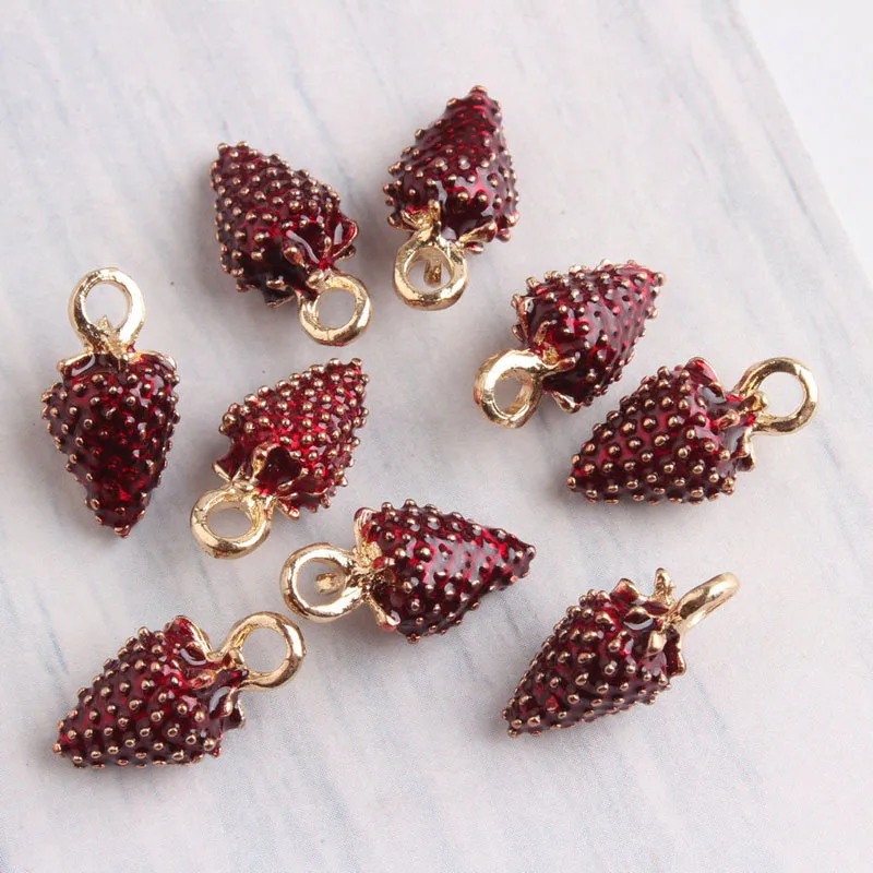 New YZ290 10 Pieces of 8*16mm Oil Drop Berry Fruit Enamel Charms - Perfect for Bracelet DIY, Gold Metal Pendant Earring, and Jewelry Accessories image 3
