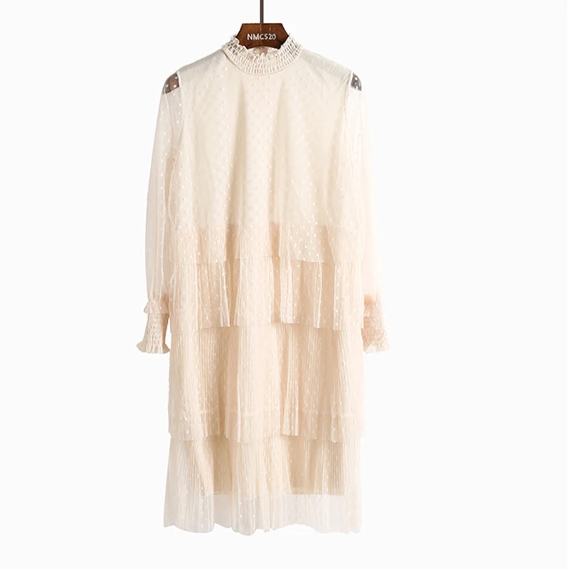 Возможно U/весенне осеннее шифоновое платье до колена с воротником стойкой в