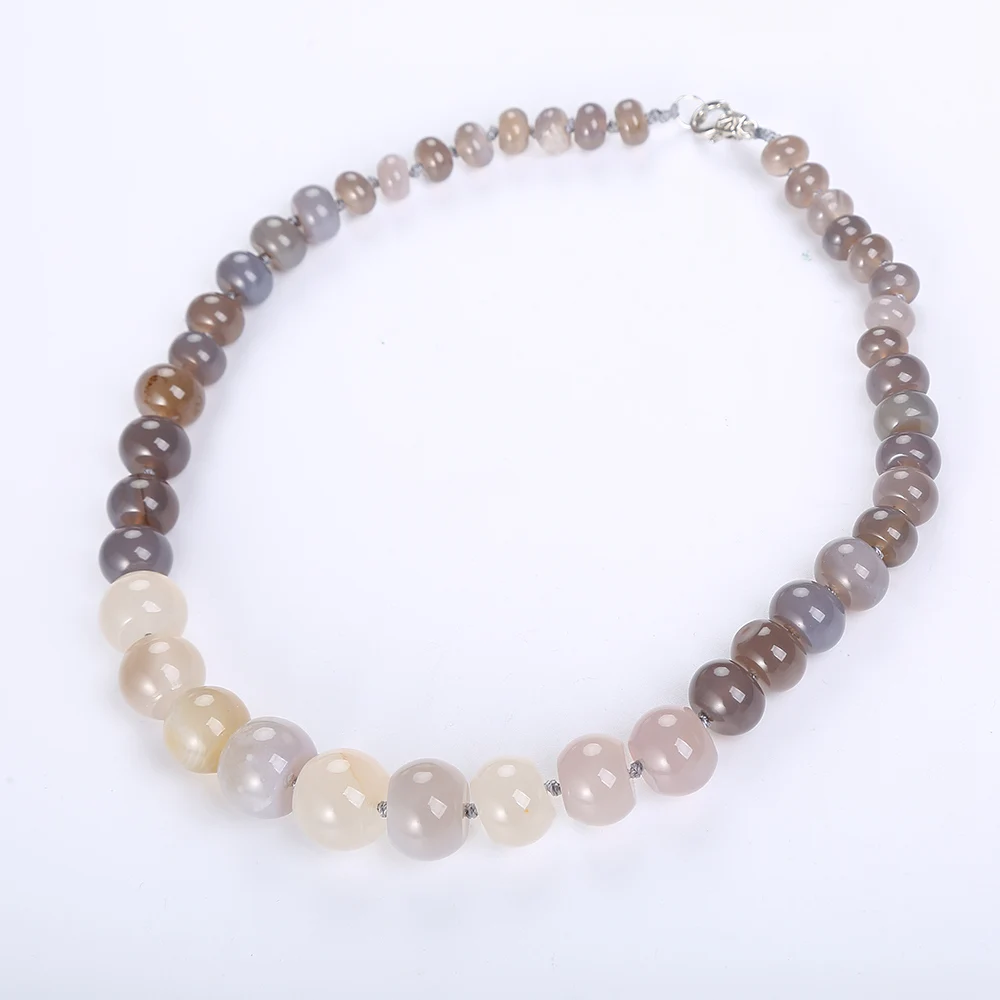 Ожерелье из натурального камня Power Crystal Gray Agate женское Радужное колье