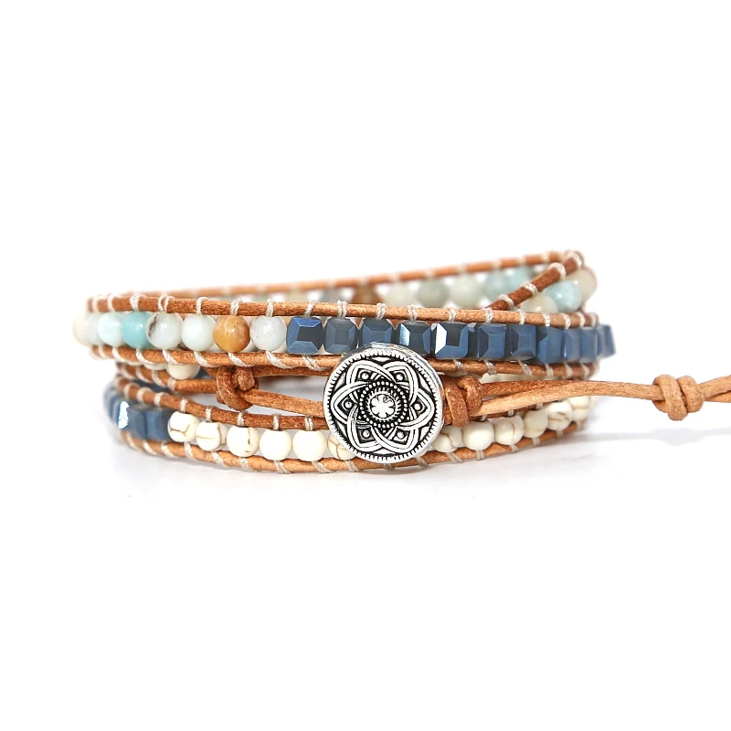 Браслеты натуральные камни хрустальные амазониты 3 раза | Украшения и аксессуары