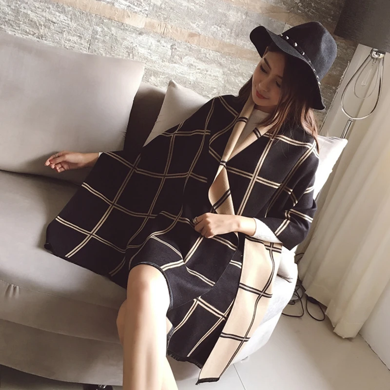 

Yilia Side Double Color Winter Scarf Women Luxury Brand Cashmere Scarf 330g Thicken Ponchos and Capes Echarpe Hiver Femme Hajibs