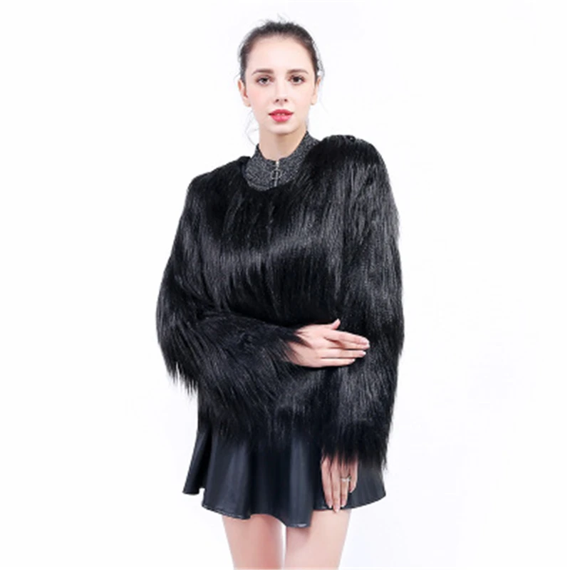 new autumn winter women's large size fur coat loose faux Fur Coats warm fake fur Outerwear female fur jackrts J910