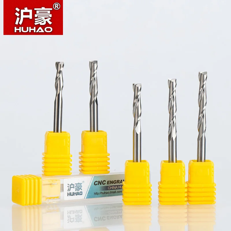 HUHAO 1pc 4mm 2 Flutes Spiral with blade Milling Cutter CNC End Mill router bit for MDF wood tungsten carbide tool|2 flute|milling cutterflutes