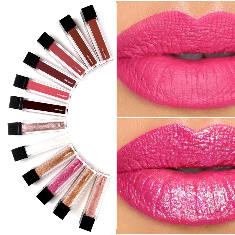 Brand Gold Silver Glitter Matte Lipstick Waterproof Red Lips Gloss Liquid Cosmetic Beauty Lip Color Nice Face |
