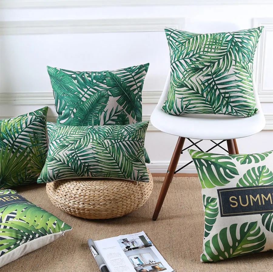 Бесплатная доставка! Подушка квадратной формы с зелеными растениями в