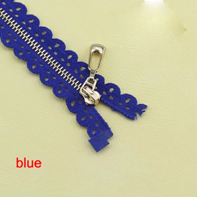 blue 50 см 60 см кружевная молния для платья сумка Одежда карамельный цвет светильник золотые зубы декоративная металлическая застежка полые аксессуары D671 - Цвет: blue