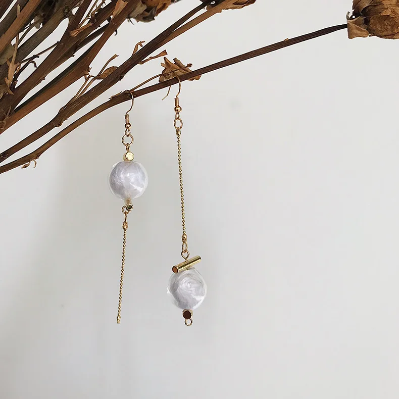 Asymmetrical glass bubble drop earrings for women pendientes 2019 white feather long tassel earings fashion aretes jewelry | Украшения и