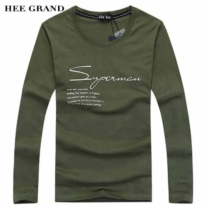 HEE GRAND/мужские модные футболки с длинным рукавом и О образным вырезом из чистого