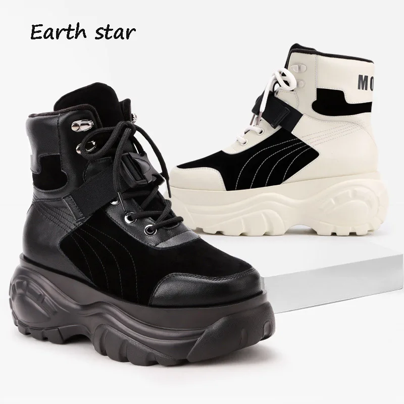 Botas mujer Повседневная обувь Женские модные брендовые Ботинки Martin на платформе