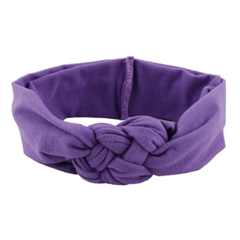 Модная однотонная повязка на голову для девочек детская с бантом эластичная