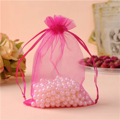 Rose Red Bolsas de regalo, сумки из органзы, 15x20 см, 100 шт, organizador de joyas, свадебные украшения, Подарочная сумка с логотипом на заказ - Цвет: Rose Red