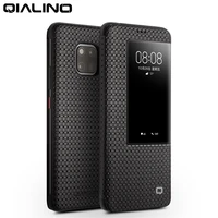 qialino fashion genuine leather phone cover for huawei mate 20 pro pure handmade flip slim case with smart window for mate 20