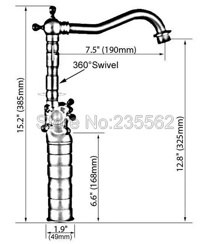 

Black Oil Rubbed Brass Double Cross Handle Bathroom Faucet Vanity Sink Mixer Tap Single Hole Deck Mount Swivel Mixer Tap Lnf147