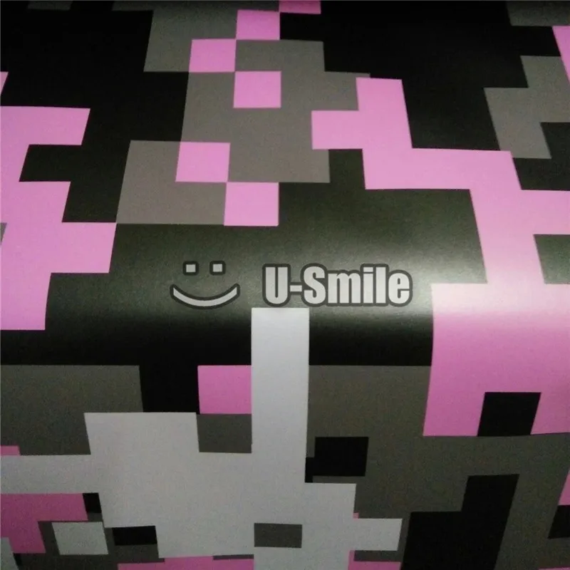 

Digital Pink Camouflage Vinyl Pixel Camo Vinyl Vehicle Wrap Air Free Bubble For Car Wrapping Size:1.52x30m/Roll