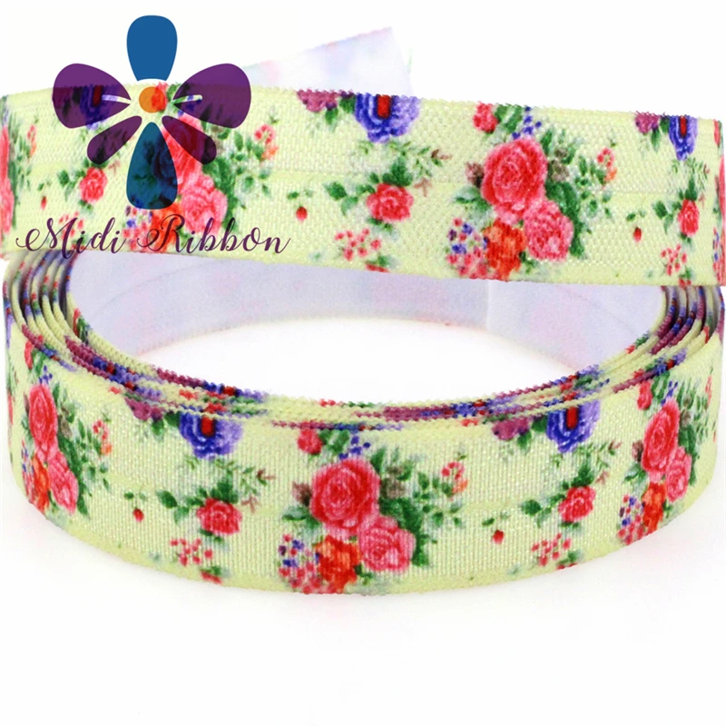 Складная эластичная лента 5/8 дюйма 16 мм с цветочным принтом|elastic ribbon|ribbon rollribbon ribbon