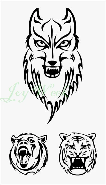 Водонепроницаемые временные тату наклейки на боди арт Мишка Тигр Волк для мужчин