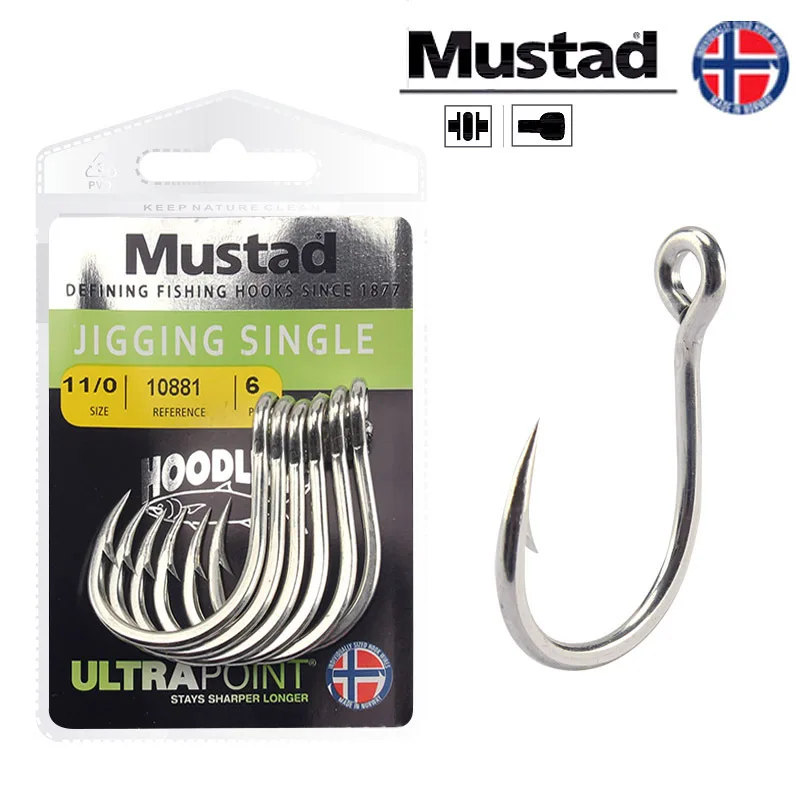 Mustad 10881 крючки для джиггинга из высокоуглеродистой стали Глубоководной Рыбалки