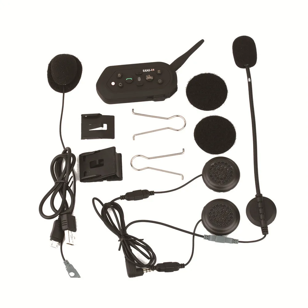 Ejeas E6 1200 м 6 всадников Bluetooth мотоциклетная домофон гарнитура для полуполного лица