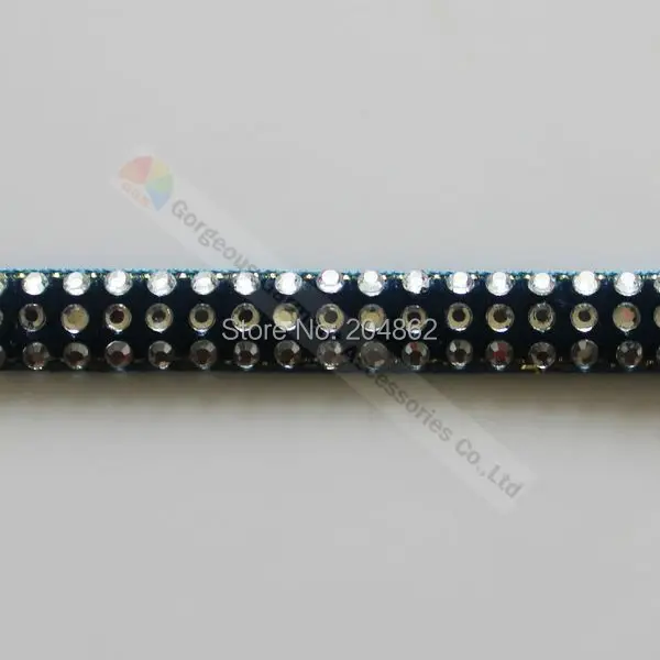 10 ярдов 3 ряда Темно-Синяя бархатная лента Монтана прозрачная кристальная стразы