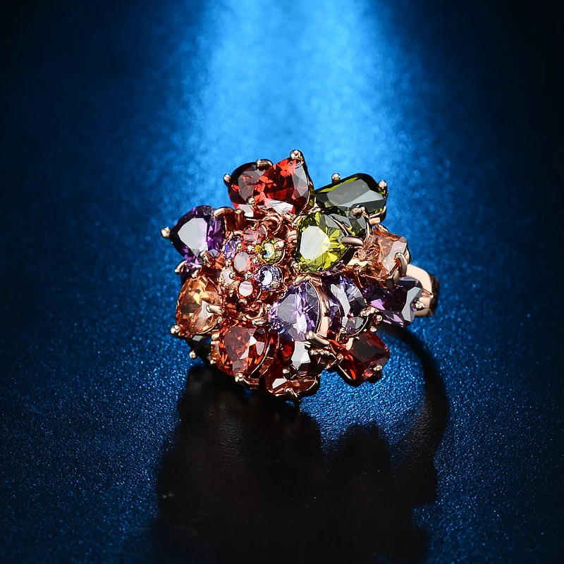 Женское кольцо на палец с фианитом розовое золото разные цвета|finger ring|rings for womenring |