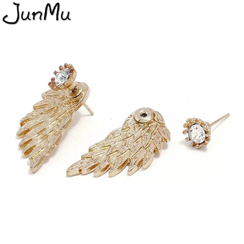 New Fashion Gold Silver Color Gothic Women Feather Cool Jewelry Wings Rhinestone Alloy Stud Earrings Gifts | Дом и сад