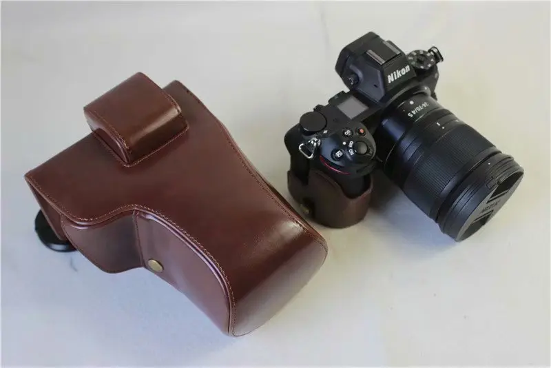

Camera Bag PU Leather Case For nikon Z6 Z7 Direct Charge Cover+Battery Bottom Open with neck strap