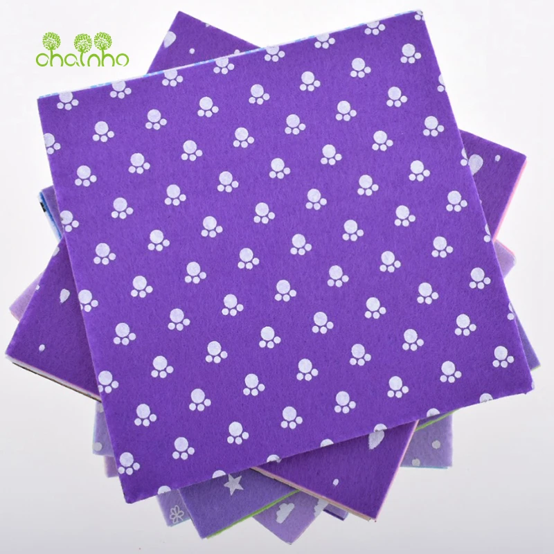 Tela no tejida de fieltro impresa, pa&ntilde;o de poli&eacute;ster de 1mm de espesor para coser mu&ntilde;ecas, paquete de patrones de decoraci&oacute;n del hogar, 80 unids/lote, 15x15cm-3