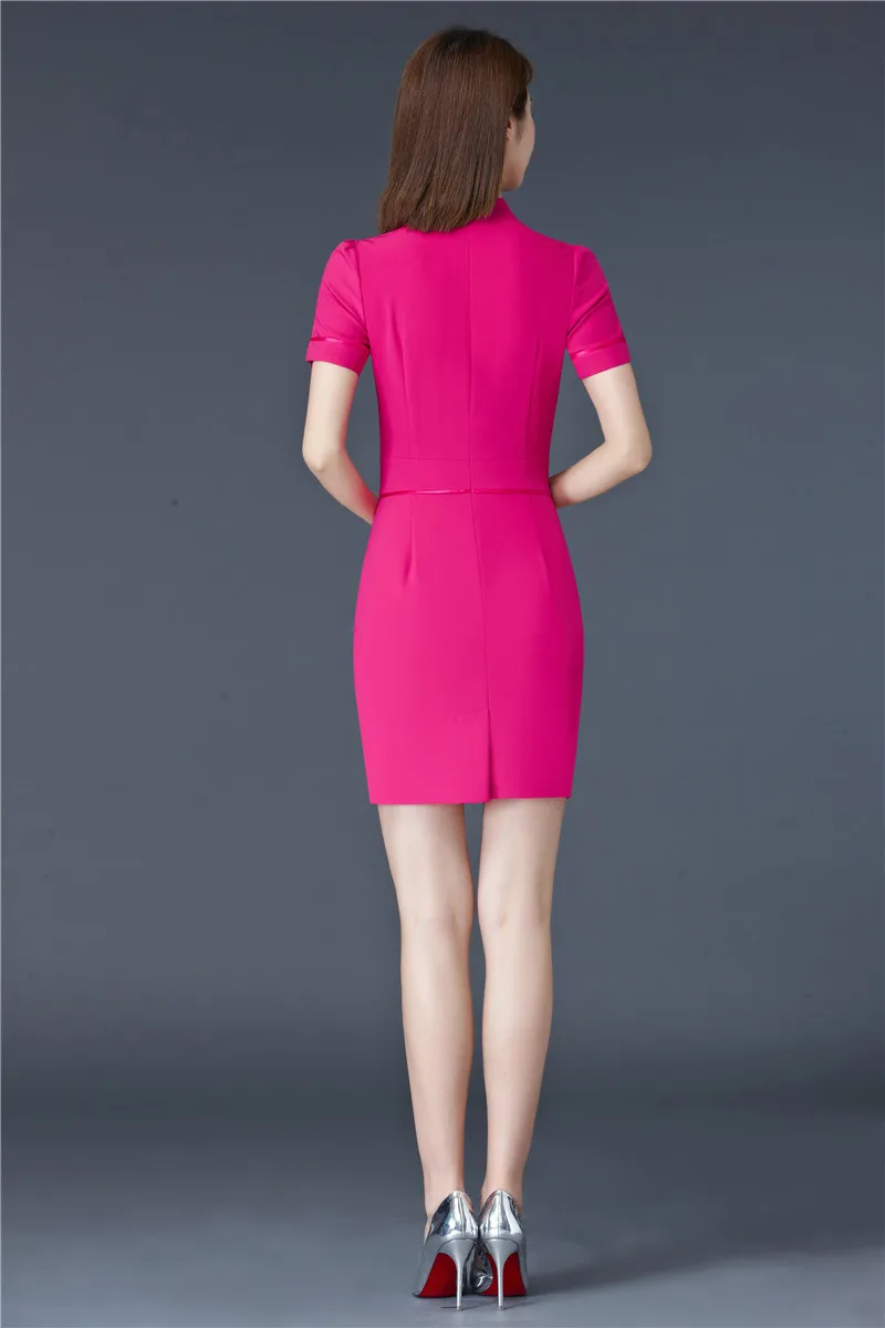 Элегантное розовое узкие модные летние шорты рукавом платье для дам Бизнес