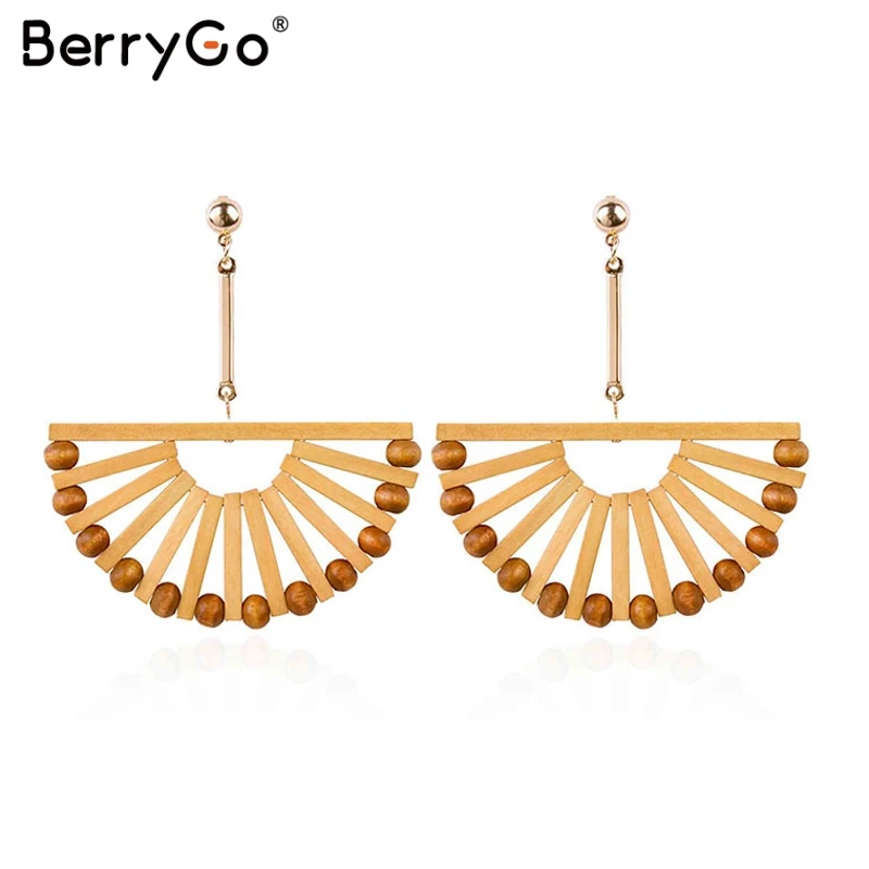 BerryGo женские серьги Boho деревянные полукруглые висящие для женщин винтажные