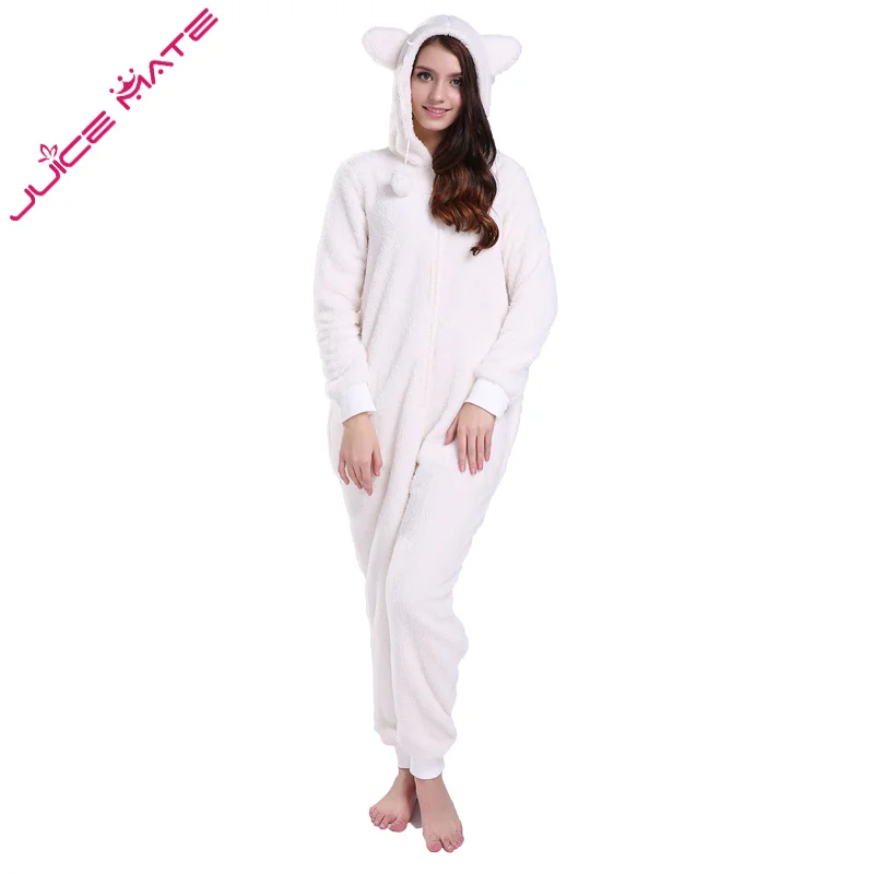 JuiceMate Зима Теплая С Капюшоном Пижамы Комбез Onesie Комбинезон Животных Уши Пушистые