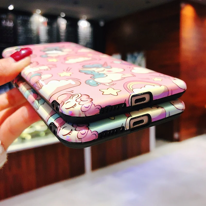 Чехол с мультяшным радужным единорогом для Huawei P30 Lite P20 P40 Pro Mate 30 20 Honor глянцевый