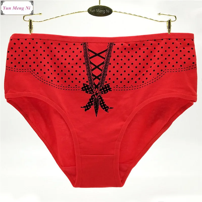 

Hot Selling 1pc/Lot Women's Large Size Underwear Version Mummy Pants Big Yards 2XL/3XL/4XL Polka-dot Printed Full-Cotton 89281