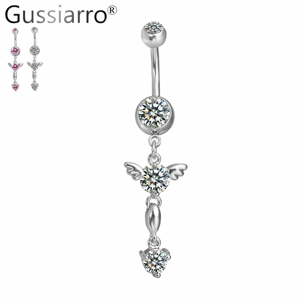 Gussiarro 2019 Белое золото Цвет болтаться цепочка на пупок Синий Фиолетовый Круглый с