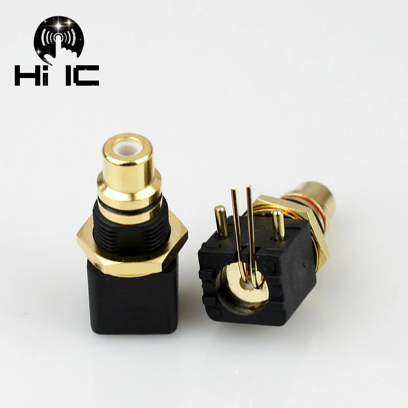 2 шт. HIFI медь позолоченный RCA клемма гнездо разъема ПП аудио вилка 90 градусов