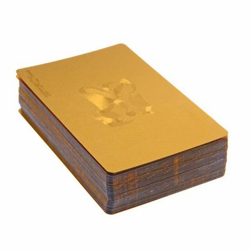 Прочные водонепроницаемые пластиковые игральные карты Золотая фольга покер