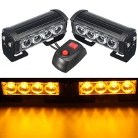 hehemm 8 led strobe warning light flashing lamp for truck car dashboard 12v dc amber red white