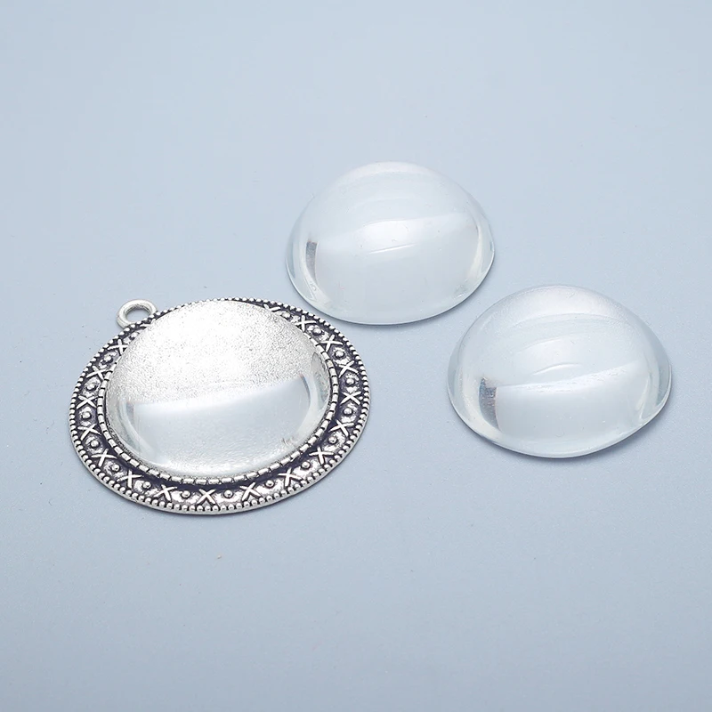 30 мм круглые выпуклые кабошоны прозрачное стекло Камея Установка для ювелирных