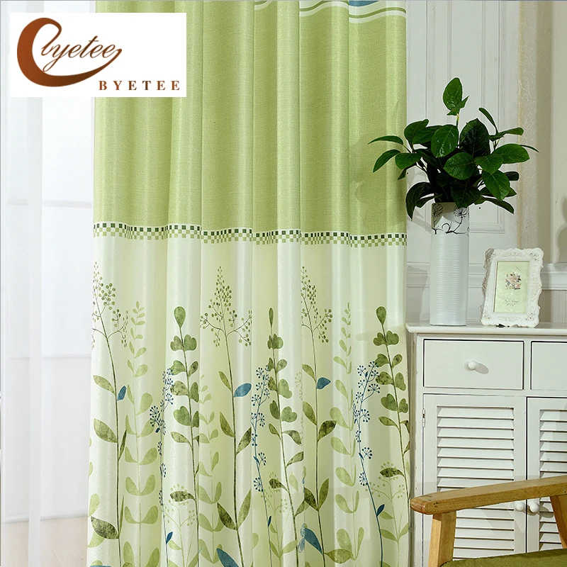 

Bedroom Blackout Green Curtains Pastoral Printing Window Curtain Fabric Curtain Customization For Living Room Drapes