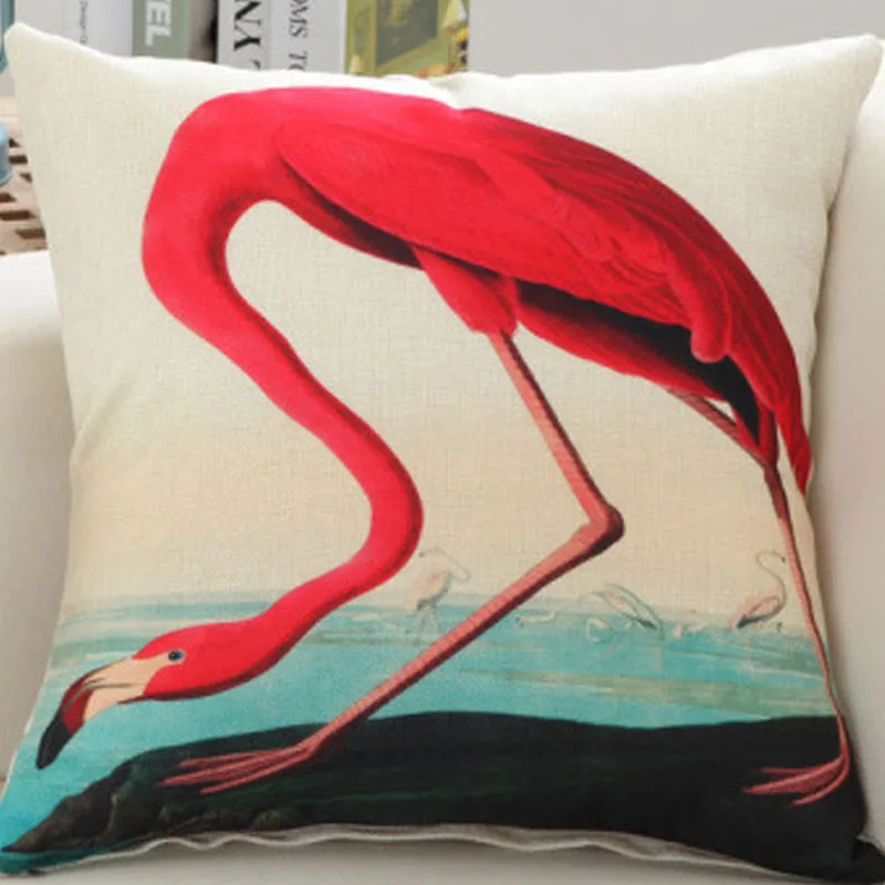 Красочные Птицы Краны Pattern Throw Подушка Крышки Случая Мягкий Хлопок Белье