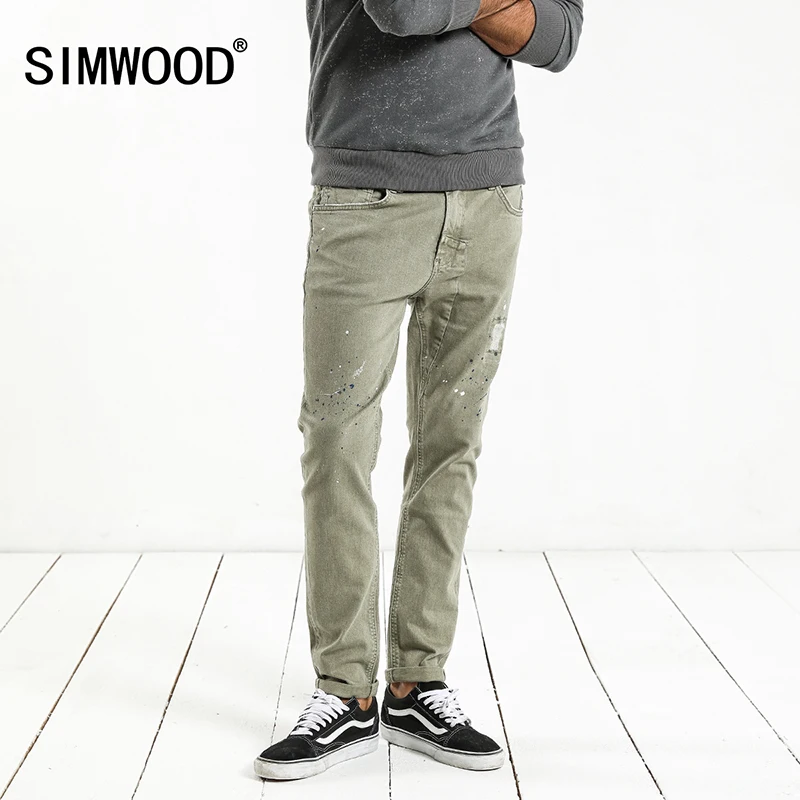 SIMWOOD Модные Окрашенные Splat 2019 винтажные мужские джинсы повседневные джинсовые