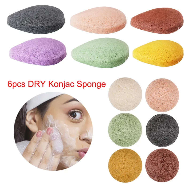 6 шт. натуральный аморфофаллюс коньяк губка косметический спонж для очистки лица