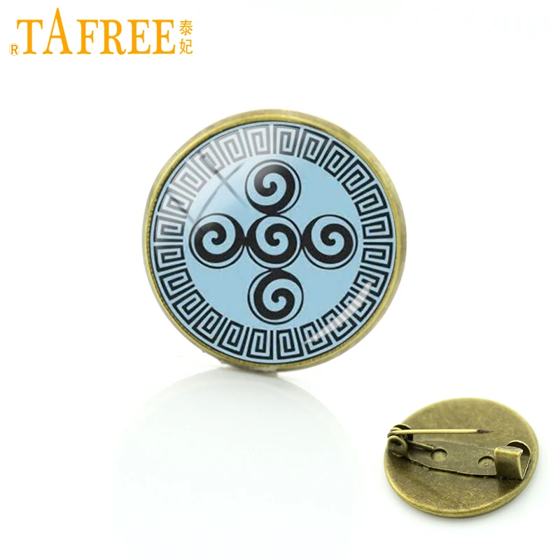 TAFREE Mayan Aztec Calendar Brooch sun Astronomy Archaeology Pins fashion Glass cabochon Stock Vector jewelry CT716 | Украшения и