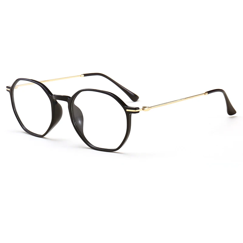 New fashion oval frame glasses full frame ladies beautifully decorated flat mirror men's metal trend glasses frame - Цвет оправы: Black Gold