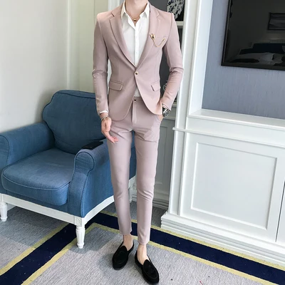 2018 весенне осенний английский костюм для мужчин Корейская версия облегающего